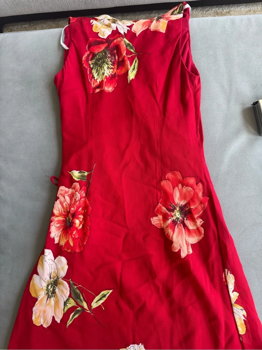 Y2k Donna Ricco Red Floral Wrap Midi Dress